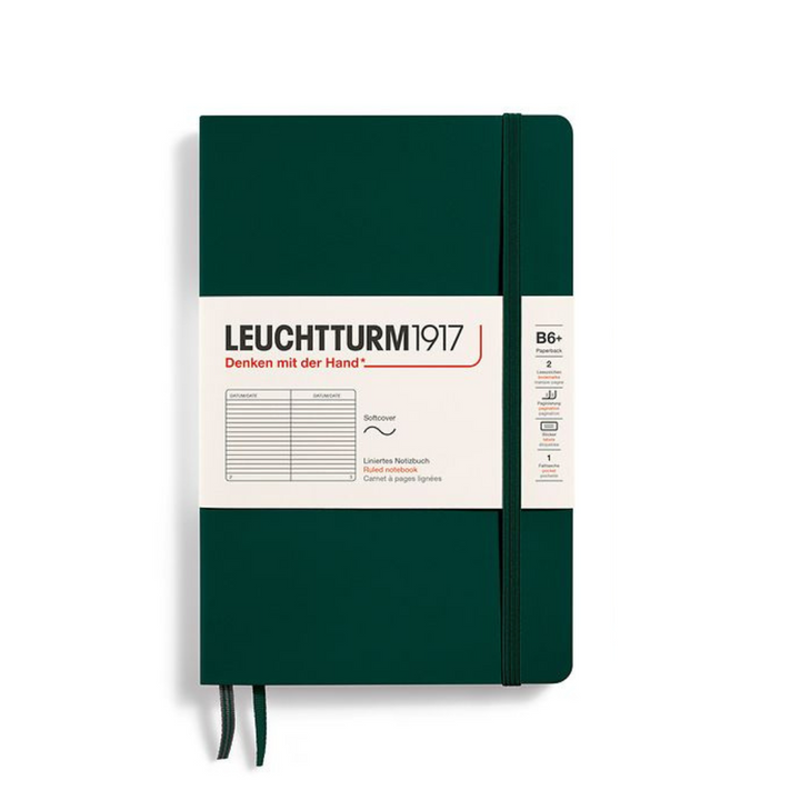 Leuchtturm1917 B6+ Softcover Paperback Notebook in Ruled / Forest Green — Leuchtturm1917 notebook — quality writing journal with premium paper, at Cityluxe Singapore stationery store