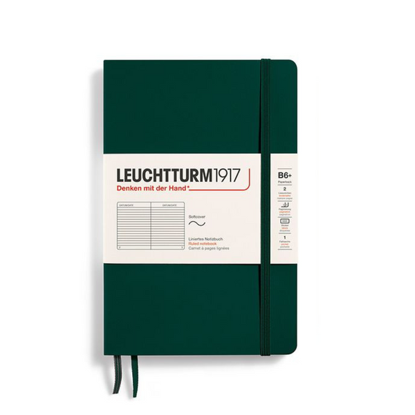 이미지를 갤러리 뷰어에 로드 , Leuchtturm1917 B6+ Softcover Paperback Notebook - Ruled / Forest Green
