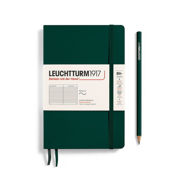 将图片加载到图库查看器，Leuchtturm1917 B6+ Softcover Paperback Notebook - Ruled / Forest Green
