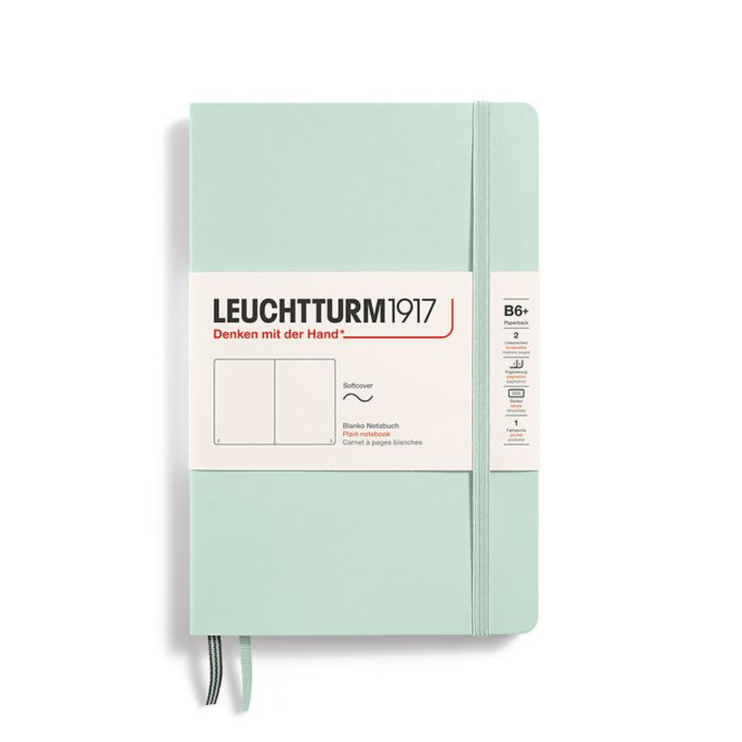 Leuchtturm1917 B6+ Softcover Paperback Notebook in Plain / Mint Green — Leuchtturm1917 notebook — quality writing journal with premium paper, at Cityluxe Singapore stationery store