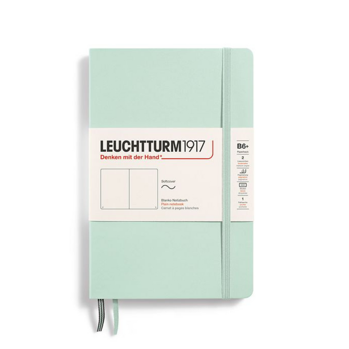Leuchtturm1917 B6+ Softcover Paperback Notebook in Plain / Mint Green — Leuchtturm1917 notebook — quality writing journal with premium paper, at Cityluxe Singapore stationery store