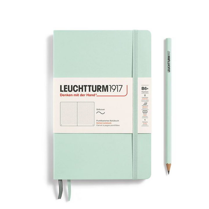 Leuchtturm1917 B6+ Softcover Paperback Notebook in Dotted / Mint Green — Leuchtturm1917 notebook — quality writing journal with premium paper, at Cityluxe Singapore stationery store