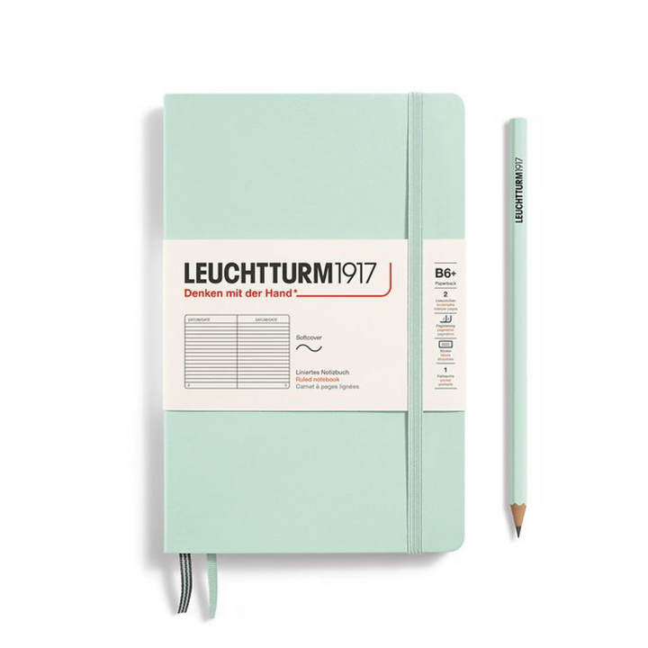 Leuchtturm1917 B6+ Softcover Paperback Notebook in Ruled / Mint Green — Leuchtturm1917 notebook — quality writing journal with premium paper, at Cityluxe Singapore stationery store