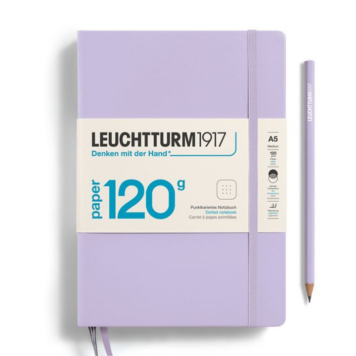 Leuchtturm1917 120G Edition A5 Medium Hardcover Notebook in Dotted / Lilac — Leuchtturm1917 notebook — quality writing journal with premium paper, at Cityluxe Singapore stationery store
