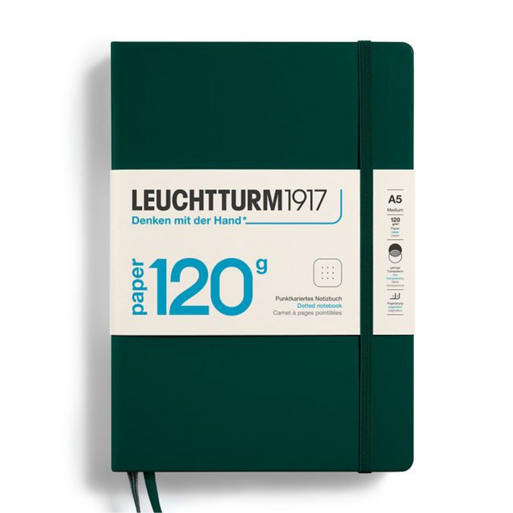 Leuchtturm1917 120G Edition A5 Medium Hardcover Notebook in Dotted / Forest Green — Leuchtturm1917 notebook — quality writing journal with premium paper, at Cityluxe Singapore stationery store