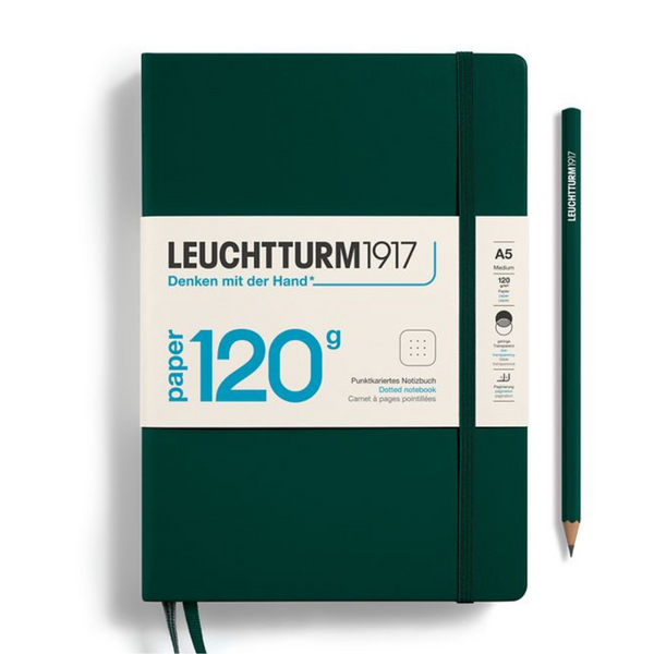 이미지를 갤러리 뷰어에 로드 , Leuchtturm1917 120G Edition A5 Medium Hardcover Notebook - Dotted / Forest Green
