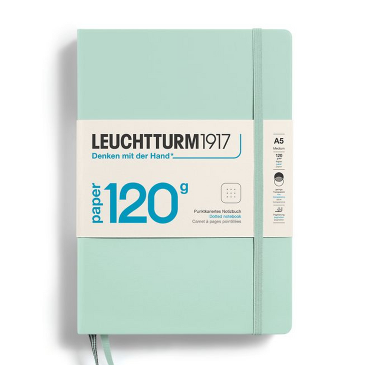 Leuchtturm1917 120G Edition A5 Medium Hardcover Notebook in Dotted / Mint Green — Leuchtturm1917 notebook — quality writing journal with premium paper, at Cityluxe Singapore stationery store