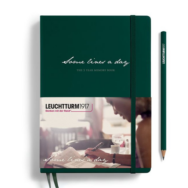 이미지를 갤러리 뷰어에 로드 , Leuchtturm1917 Some Lines A Day A5 Medium Hardcover Notebook - Forest Green
