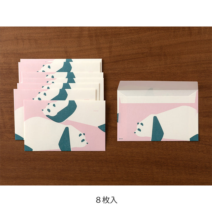 MIDORI Easy &amp; Cozy Envelope – Panda featuring sketch-style panda silhouettes with soft retro printing and cozy colors.