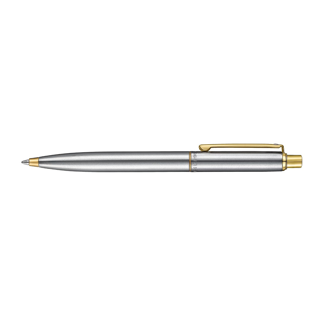 Sheaffer Sentinel Metal 333 Brushed Chrome Ballpoint Pen with Gold Trims (WW31) — Sheaffer ballpoint pen — reliable smooth-writing everyday pen, at Cityluxe Singapore