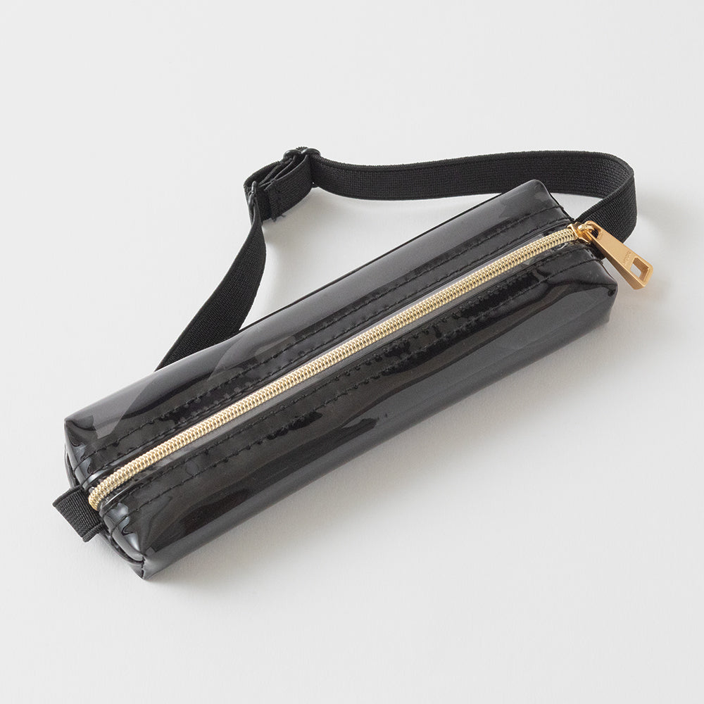 Midori Book Band Pen Case (B6-A5 Size) in Clear Black — Midori pen case — protective pouch for pens and writing instruments, at Cityluxe Singapore