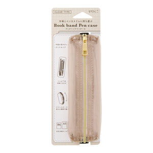 Midori Book Band Pen Case (B6-A5 Size) - Clear Sepia