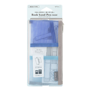 Midori Book Band Pen Case (B6-A5) - Mesh Light Blue
