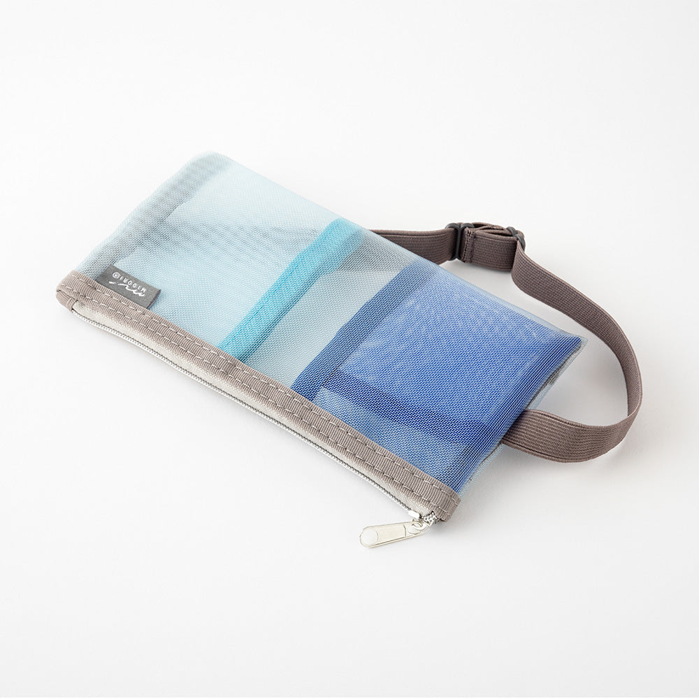 Midori Book Band Pen Case (B6-A5) - Mesh Light Blue