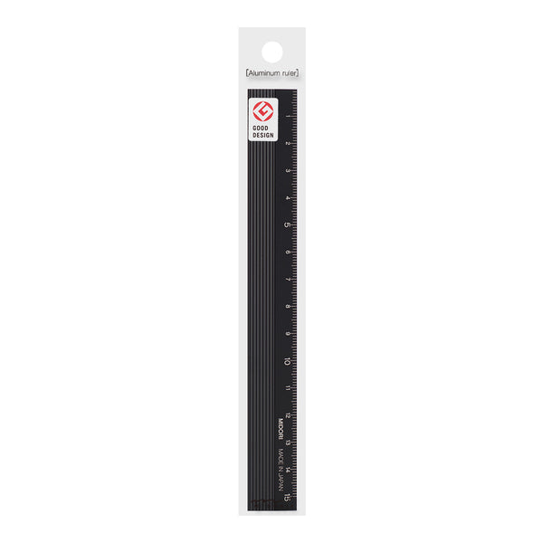 Midori Aluminum Ruler 15cm - Black — front view