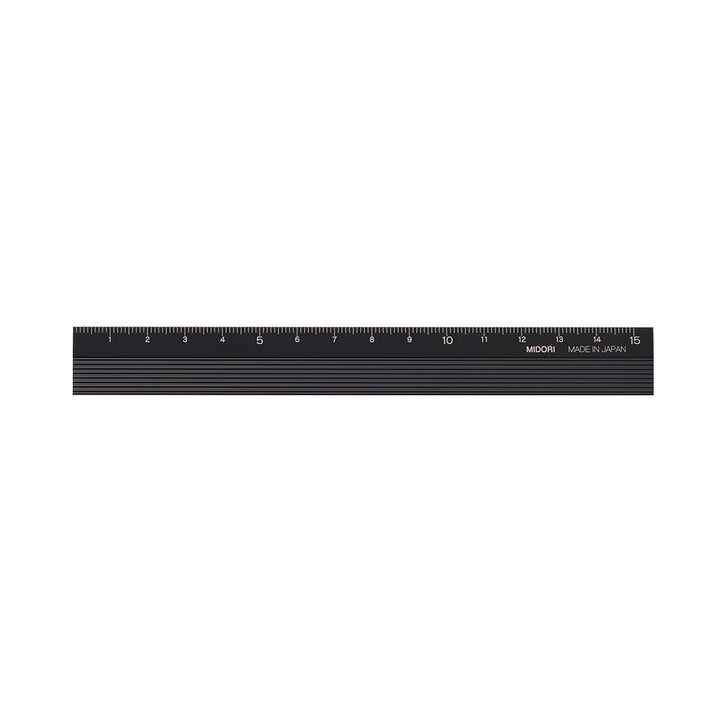 Midori Aluminum Ruler 15cm - Black — side view