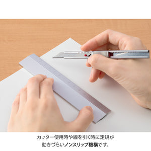 Midori Aluminum Ruler 15cm Non-Slip - Silver