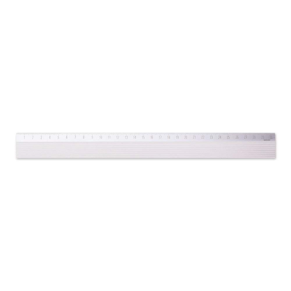 Midori Aluminum Aluminum Ruler in 30cm Non-Slip Silver — Midori ruler — precision measuring tool for writing and design, at Cityluxe Singapore