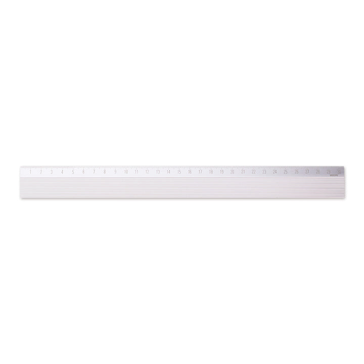 Midori Aluminum Aluminum Ruler - 30cm Non-Slip Silver — front view
