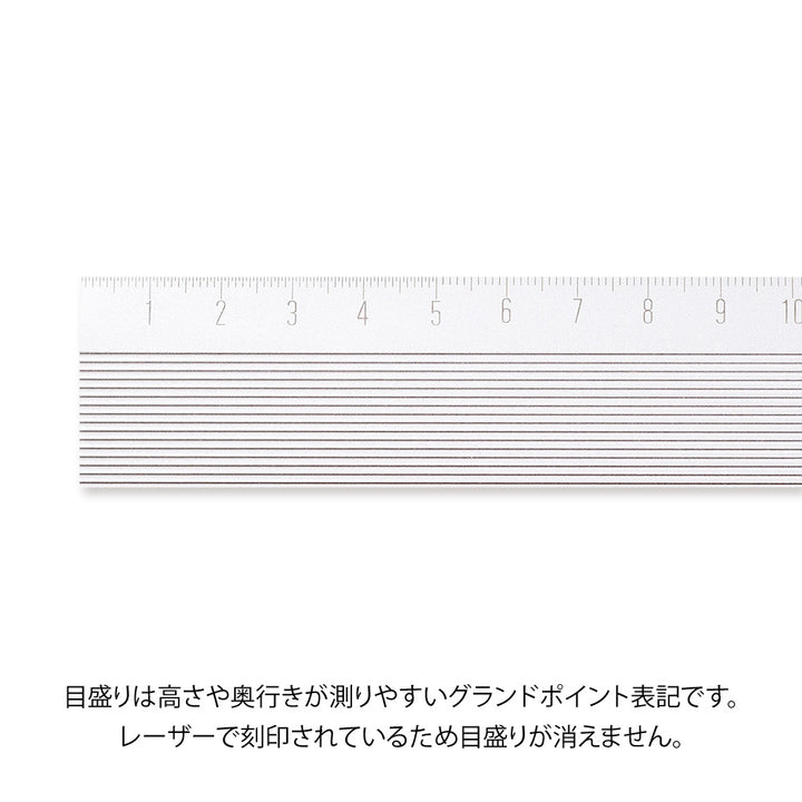 Midori Aluminum Aluminum Ruler - 30cm Non-Slip Silver — side view