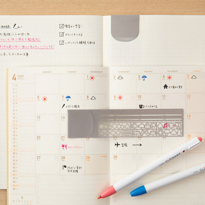 Midori Clip Ruler Silver A — Midori ruler — precision measuring tool for writing and design, at Cityluxe Singapore