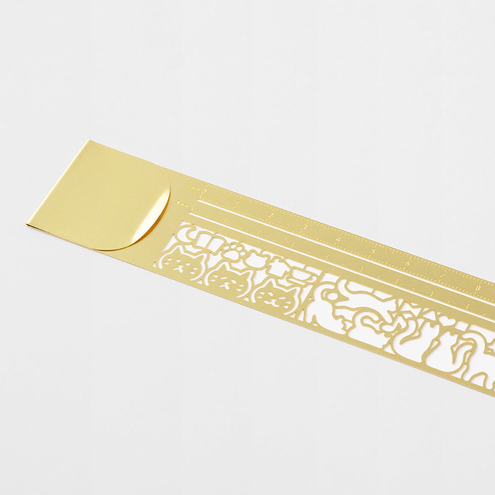 DESIGNPHIL MIDORI Ruler Clip Ruler Cat Pattern A 42291006 H140.5×W34×D1.5mm