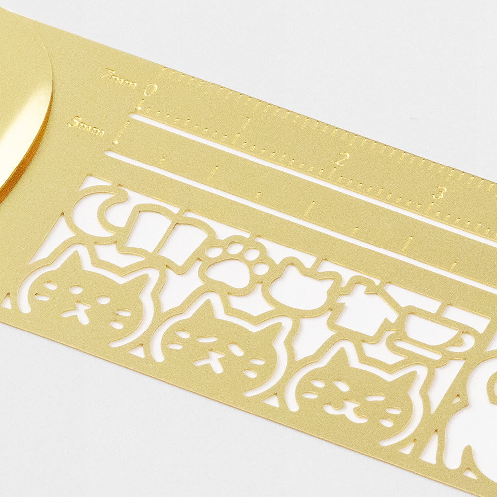 Midori Clip Brass Ruler Cat A — side view