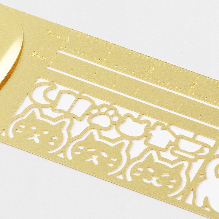 Midori Clip Brass Ruler Cat A — side view