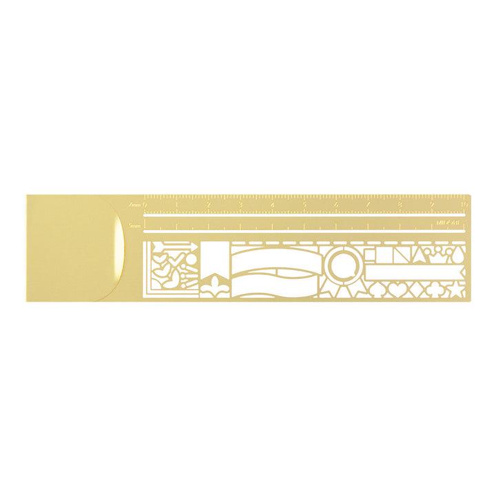 Midori Clip Brass Ruler Decorative Pattern A — Midori ruler — precision measuring tool for writing and design, at Cityluxe Singapore