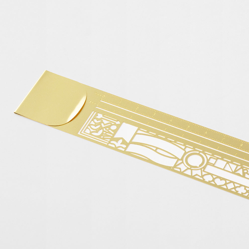 Midori Clip Brass Ruler Decorative Pattern A — Midori ruler — precision measuring tool for writing and design, at Cityluxe Singapore