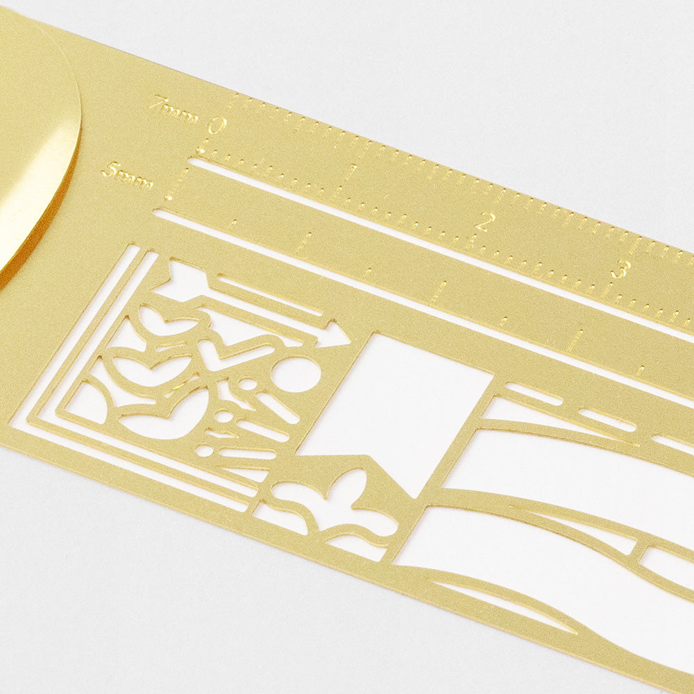 Midori Clip Brass Ruler Decorative Pattern A — Midori ruler — precision measuring tool for writing and design, at Cityluxe Singapore