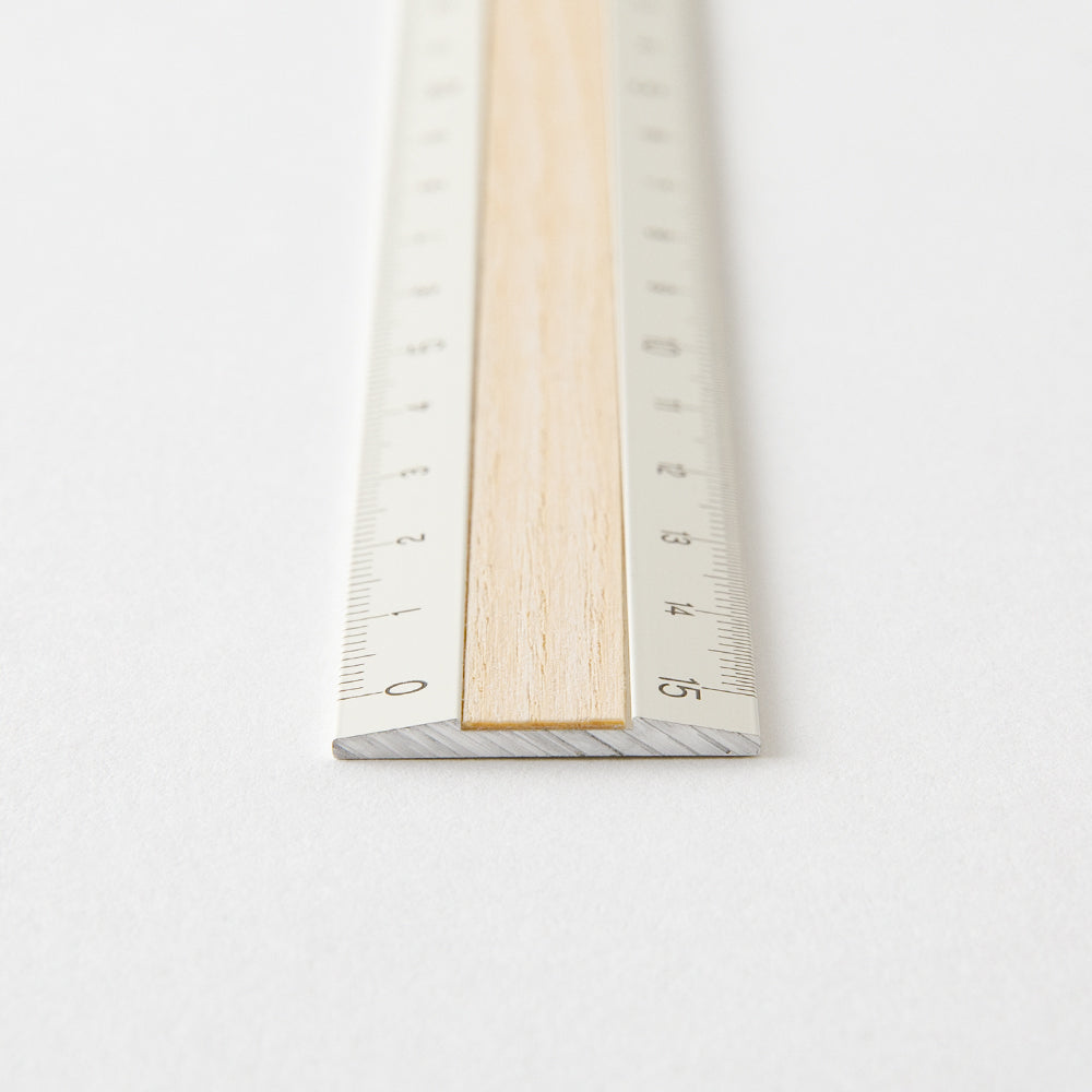 Midori Aluminum Wooden Ruler 15cm - Ivory