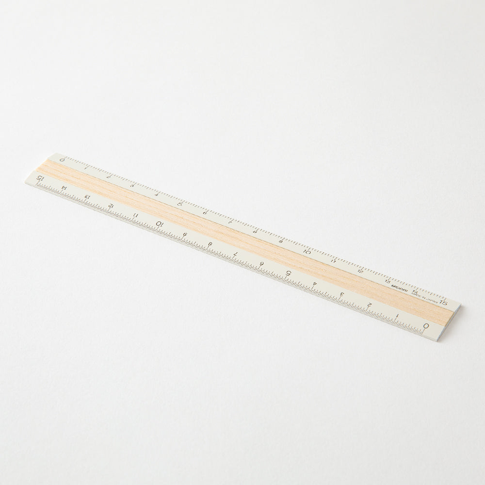 Midori Aluminum Wooden Ruler 15cm - Ivory