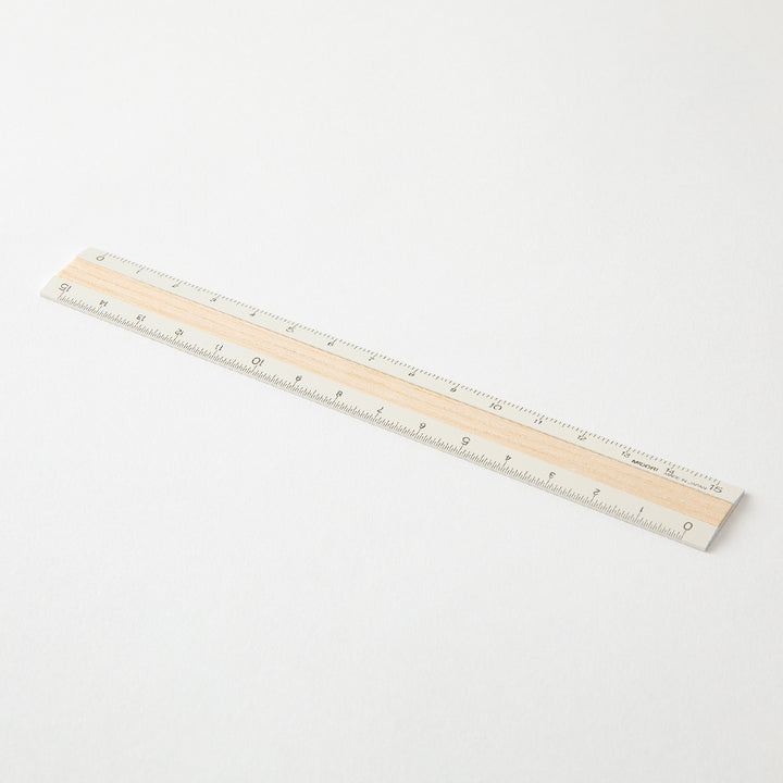 Midori Aluminum Wooden Ruler 15cm - Ivory