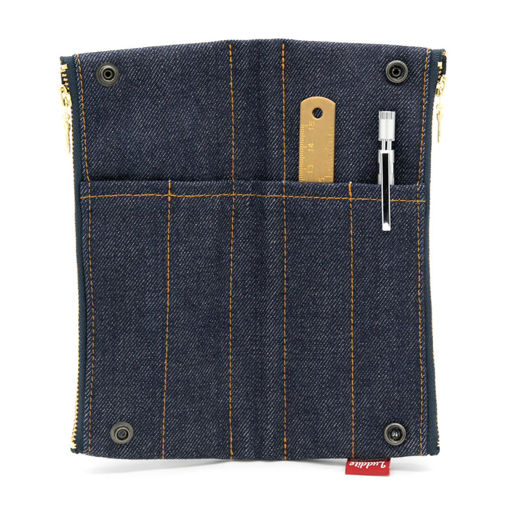 Luddite Authentic Denim Folding Pen Case - Okayama Denim — barrel detail