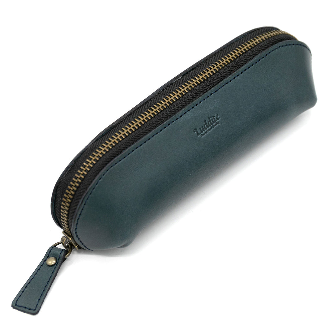 Luddite Trattoria Leather Pen Case - Navy — with packaging