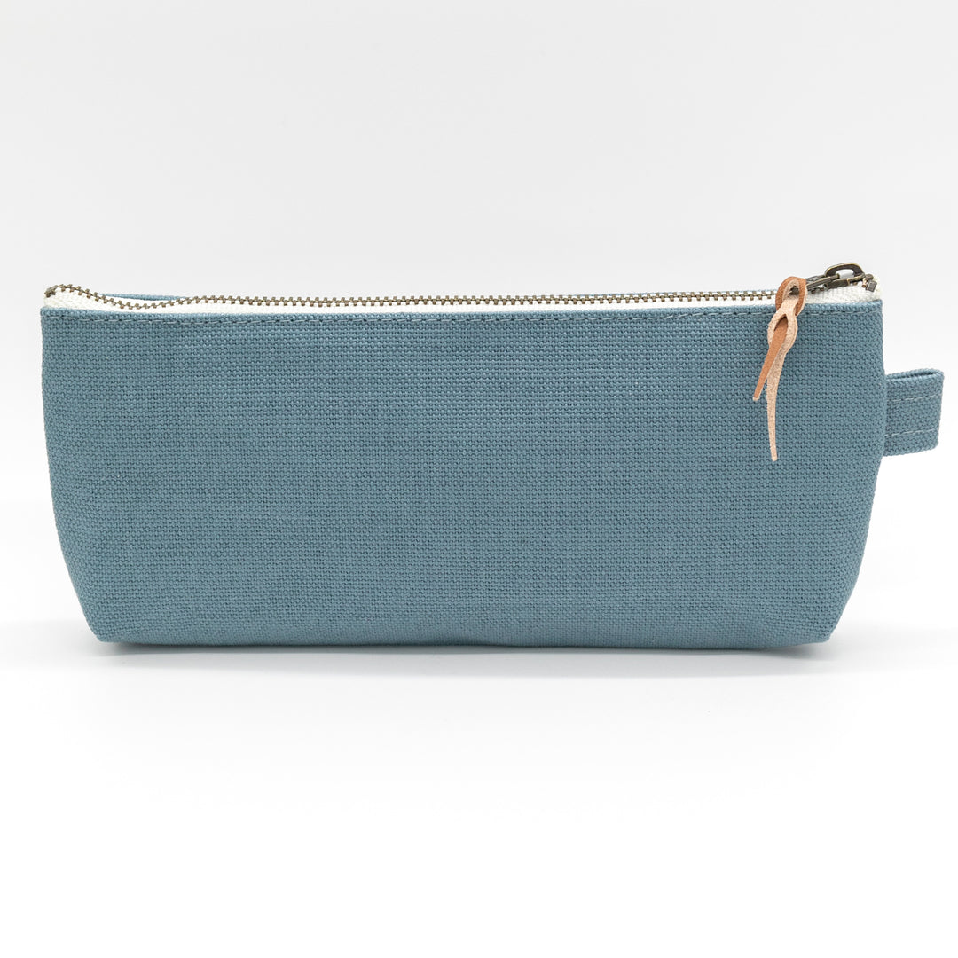 Luddite Kurashiki Canvas Pen Case M - Blue Gray — lead extended