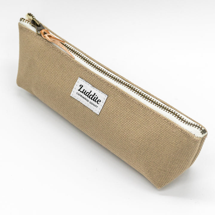 Luddite Kurashiki Canvas Pen Case S - Greige — with packaging