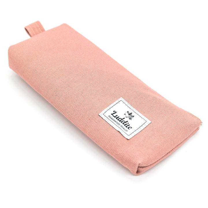 Luddite Kurashiki Canvas Pen Case M - Smoky Pink — with packaging