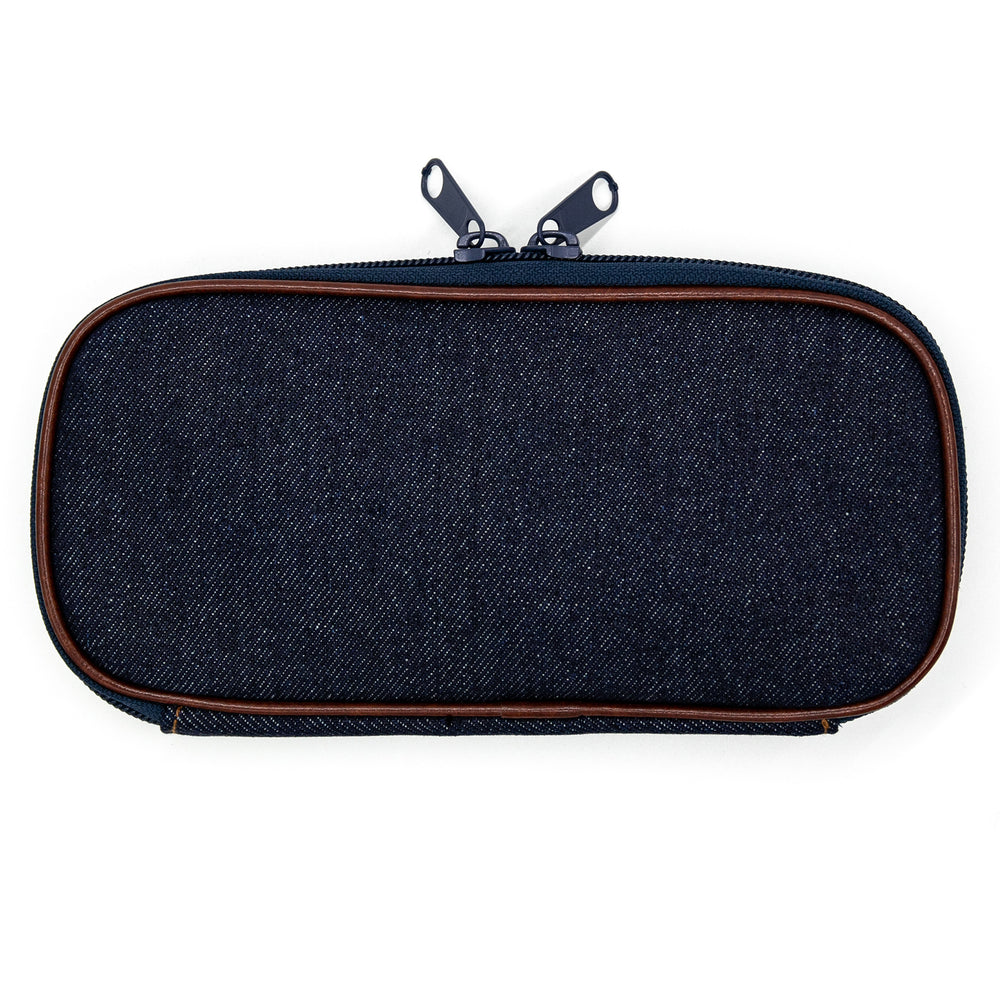 Luddite Round Zip Pencase Okayama Denim in Denim — Luddite pencil — quality graphite writing pencil, at Cityluxe Singapore