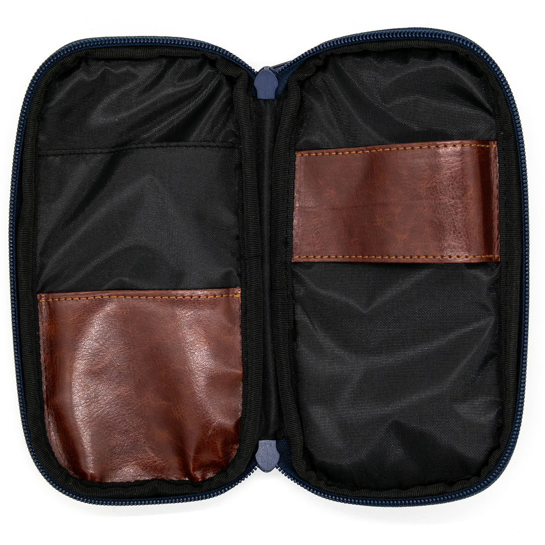 Luddite Round Zip Pencase Okayama Denim - Denim — barrel detail
