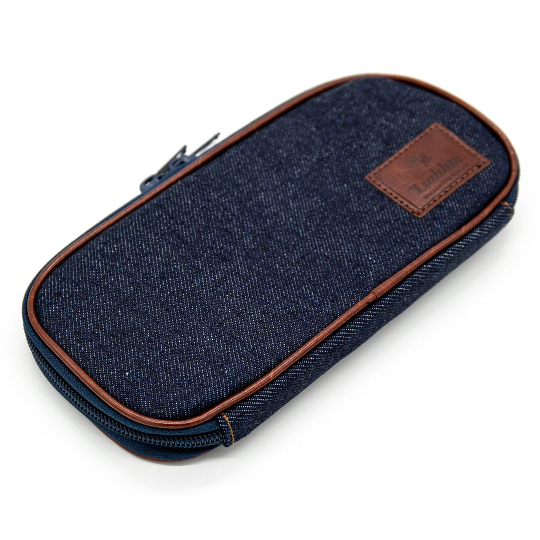 Luddite Round Zip Pencase Okayama Denim - Denim — with packaging
