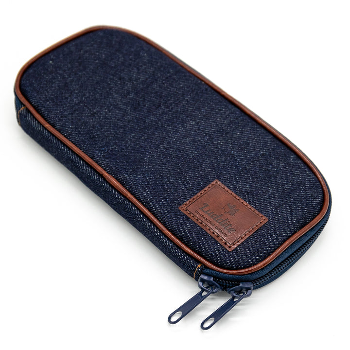 Luddite Round Zip Pencase Okayama Denim - Denim — tip detail