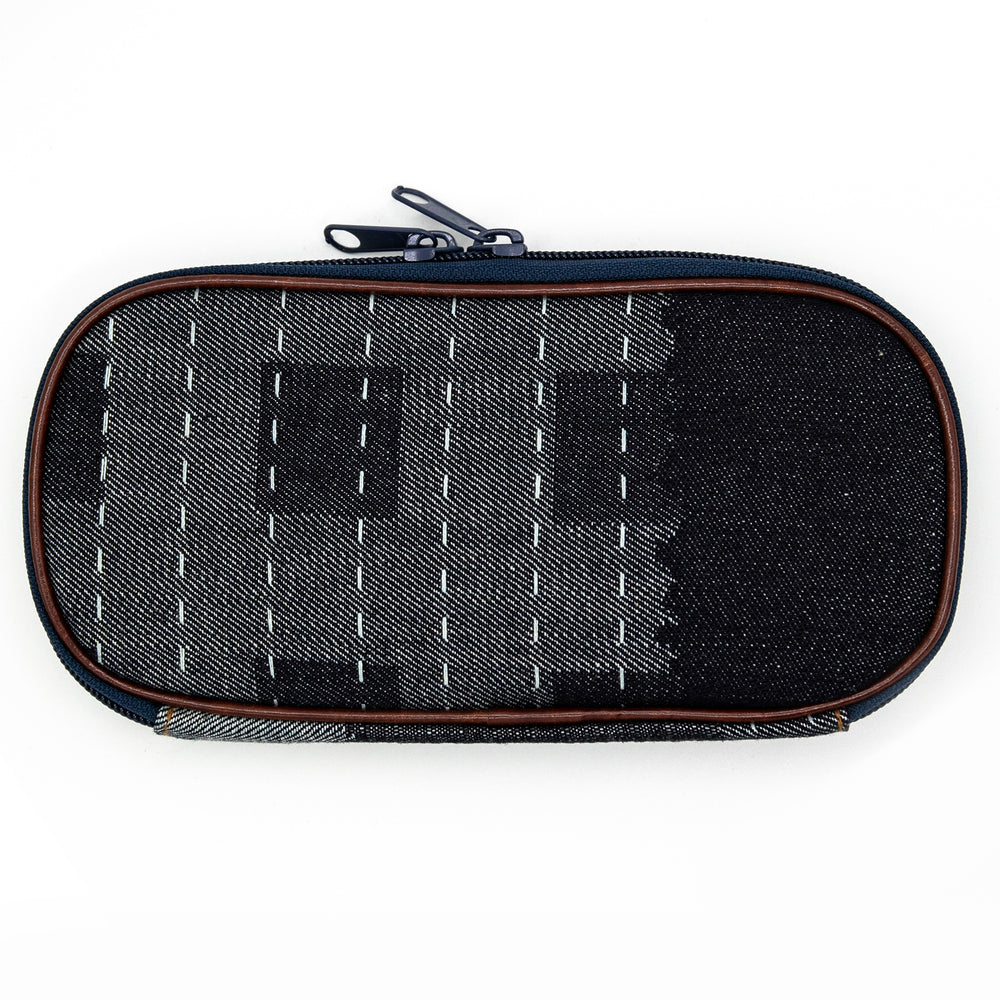 Luddite Round Zip Pencase Okayama Denim in Random Patchwork — Luddite pencil — quality graphite writing pencil, at Cityluxe Singapore