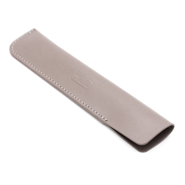 Luddite THE POST Bonded Leather Fiber Pen Sheath - Greige — writing at an angle