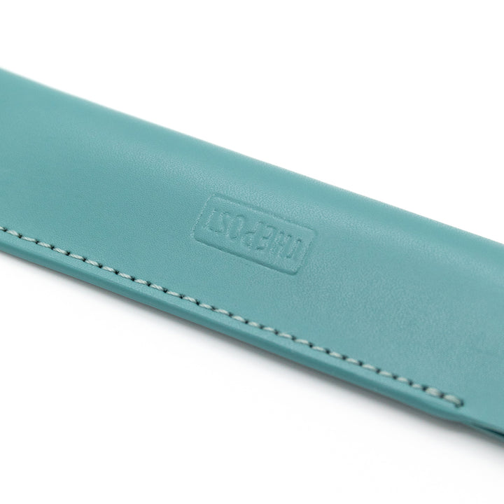 Luddite THE POST Bonded Leather Fiber Pen Sheath - Teal — writing at an angle