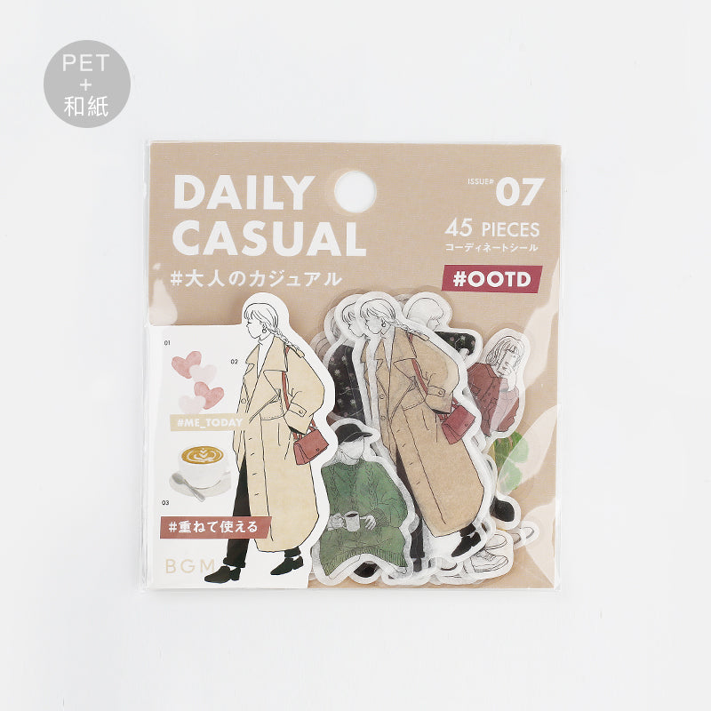 BGM Coordinating Stickers: Today's Me in Casual — BGM washi tape — decorative Japanese paper tape for journaling and craft, at Cityluxe Singapore