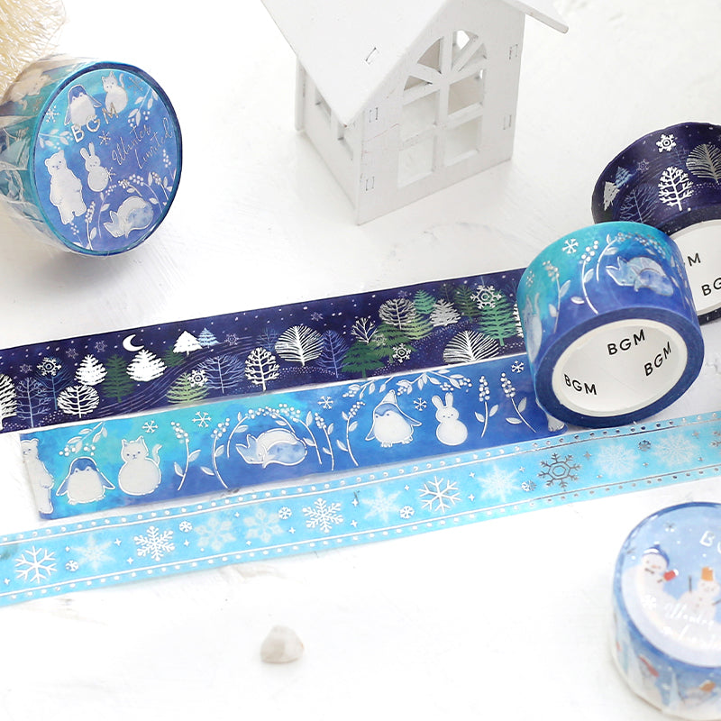 BGM Winter Limited Masking Tape in Snow Embroidery — BGM masking tape — decorative paper tape for journaling and scrapbooking, at Cityluxe Singapore