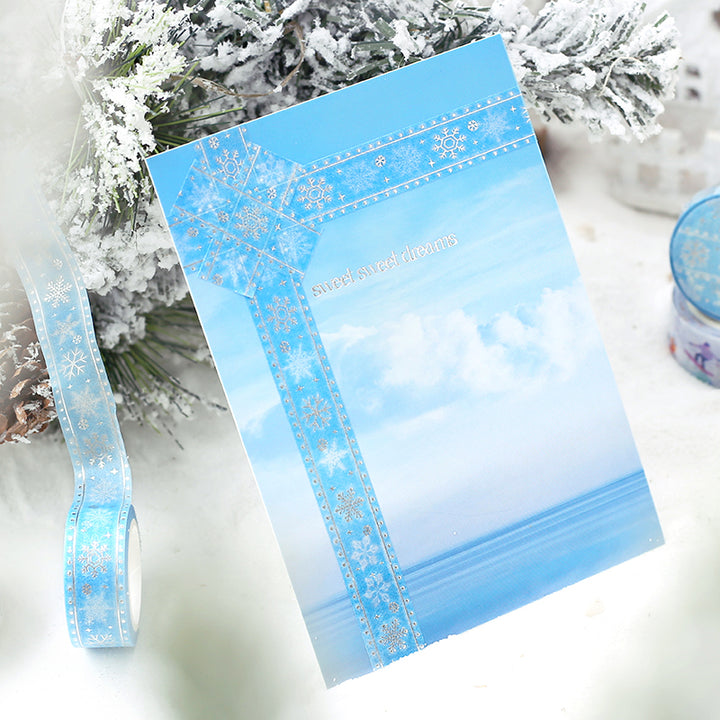 BGM Winter Limited Masking Tape in Snow Embroidery — BGM masking tape — decorative paper tape for journaling and scrapbooking, at Cityluxe Singapore