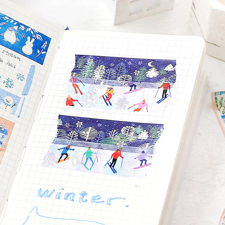 BGM Winter Limited Masking Tape in Snowy Night Forest — BGM masking tape — decorative paper tape for journaling and scrapbooking, at Cityluxe Singapore
